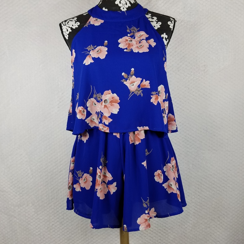 Altar'd State Floral Blue Romper size S
